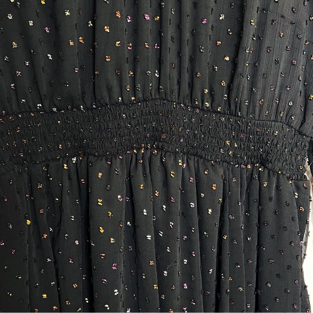 Torrid Mini Clip Dot Blouson Sleeve Dress Size 1X Women Plus Size Black Metallic - Picture 8 of 12